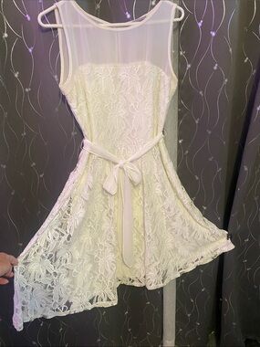 Danny & Nicole Sheer and Lace white dress. Size 8